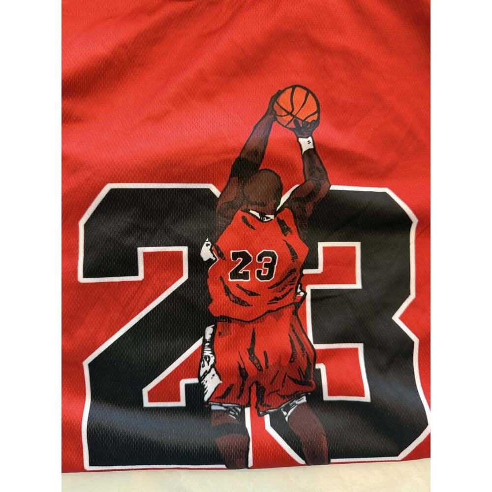 Bulls Michael Jordan Basketball Jersey TShirt Size Large Orange Red